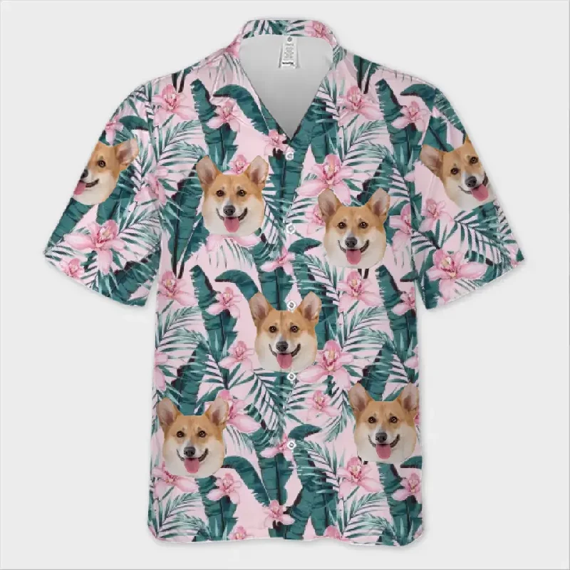 Custom Photo Tropical Vibes Only - Family Personalized Face Custom Unisex Hawaiian Shirt - Gift For Family, Pet Owners, Pet Lovers AMZ