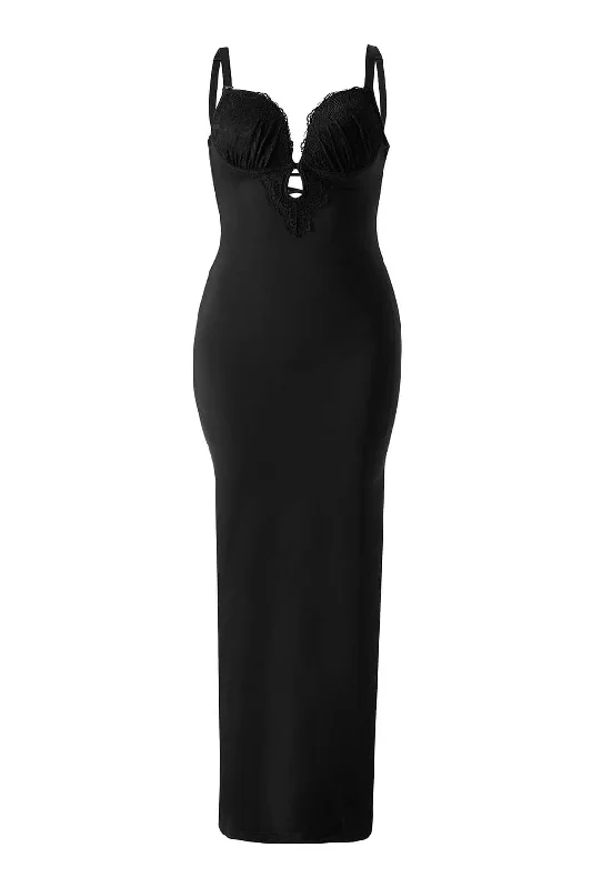 Lace Push Up Maxi Dress With Built-in Shapewear