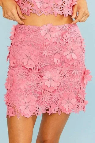 3D FLORAL LACE MINISKIRT