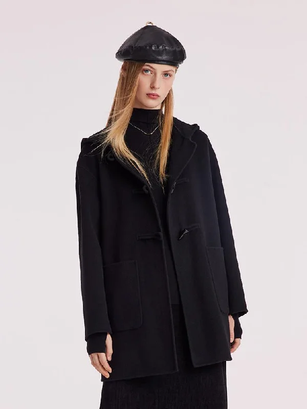 Zipper closure – With zippers, zip-upZipper closure – With zippers, zip-upTencel Woolen Horn Button Double Face Women Coat