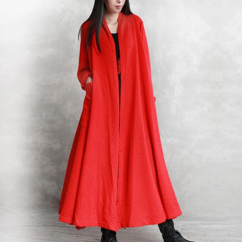 Peacoat – Classic wool double-breasted coatPeacoat – Classic wool double-breasted coatWomen patchwork pockets top quality box coat red silhouette outwears fall