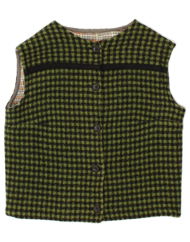 women's waistcoatswomen's waistcoatsVINTAGE Womens Gilet UK 14 Medium Green Gingham