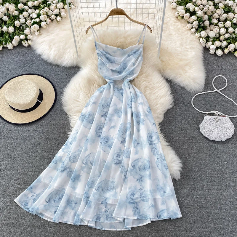 Maxi dress – Long dress that typically reaches the ankles or floor, offering a flowing and elegant look.Maxi dress – Long dress that typically reaches the ankles or floor, offering a flowing and elegant look.floral suspender skirt long skirt chiffon dress     S4134