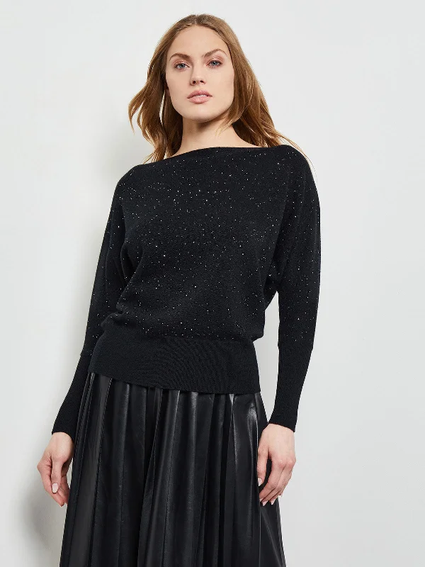 Cashmere – Luxurious, soft wool from goatsCashmere – Luxurious, soft wool from goatsDolman Sequin Cashmere Sweater, Black