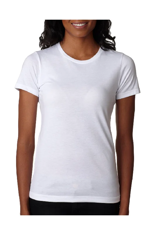 Asymmetrical – Uneven hem or design, adds a modern twistAsymmetrical – Uneven hem or design, adds a modern twistNext Level Womens CVC Jersey Short Sleeve Crewneck T-Shirt - White